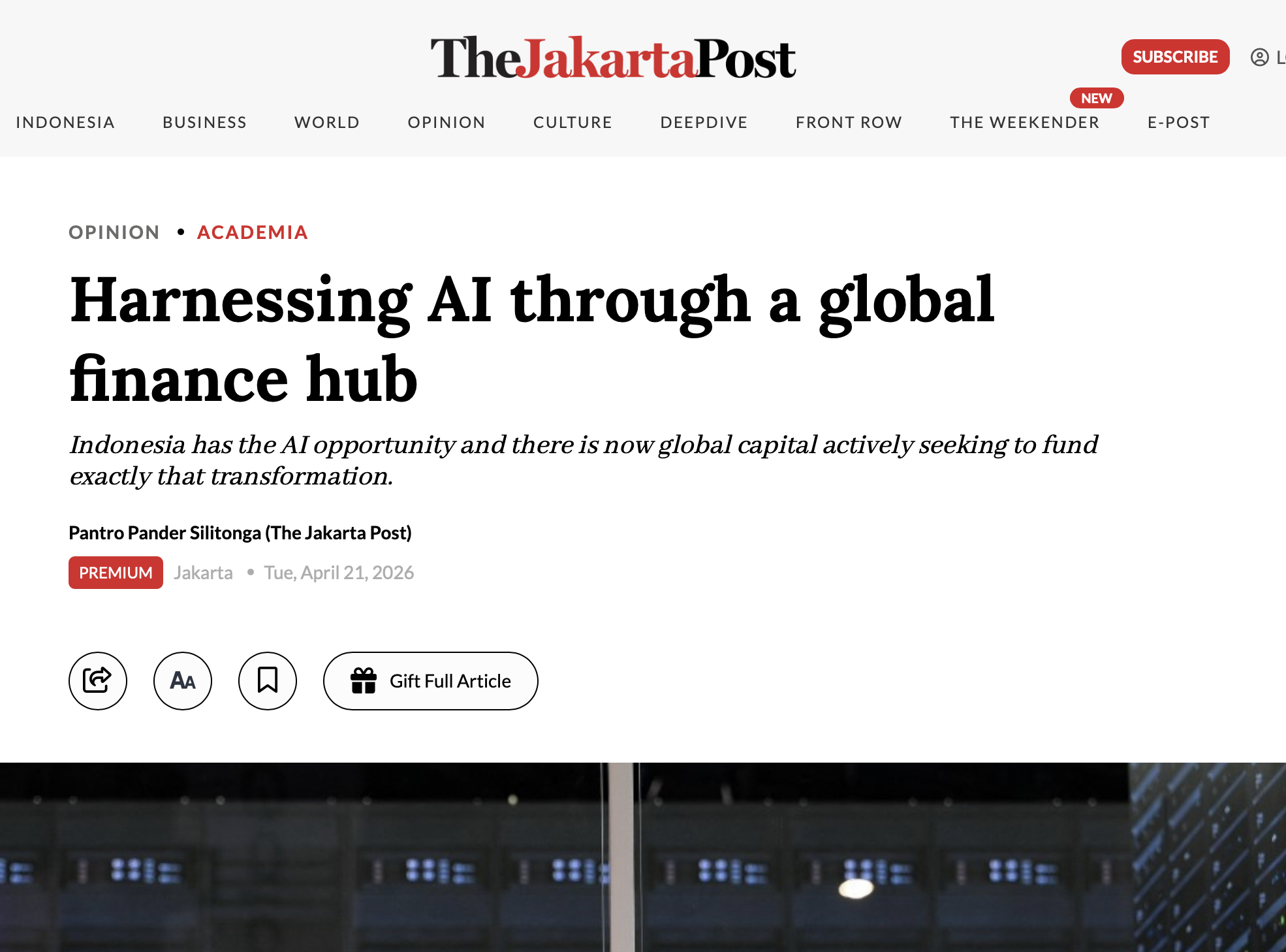 Harnessing AI through a global finance hub
